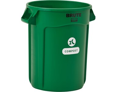 Rubbermaid Commercial Products Brute Resin Trash Can, 32-Gallon, Compost Green  (2060854)