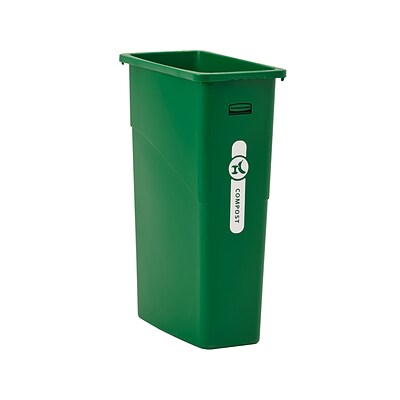 Rubbermaid Commercial Products Slim Jim Resin Trash Can, 23-Gallon, Compost Green (2060850)