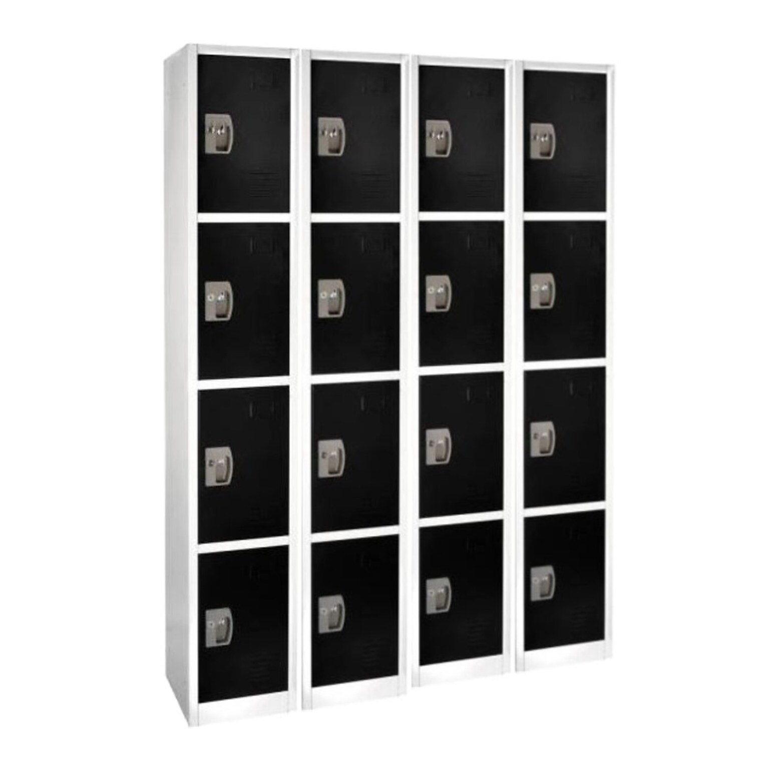 AdirOffice 72 4-Compartment Steel Tier Key Lock Black Storage Locker, 4/Pack (629-204-BLK-4PK)