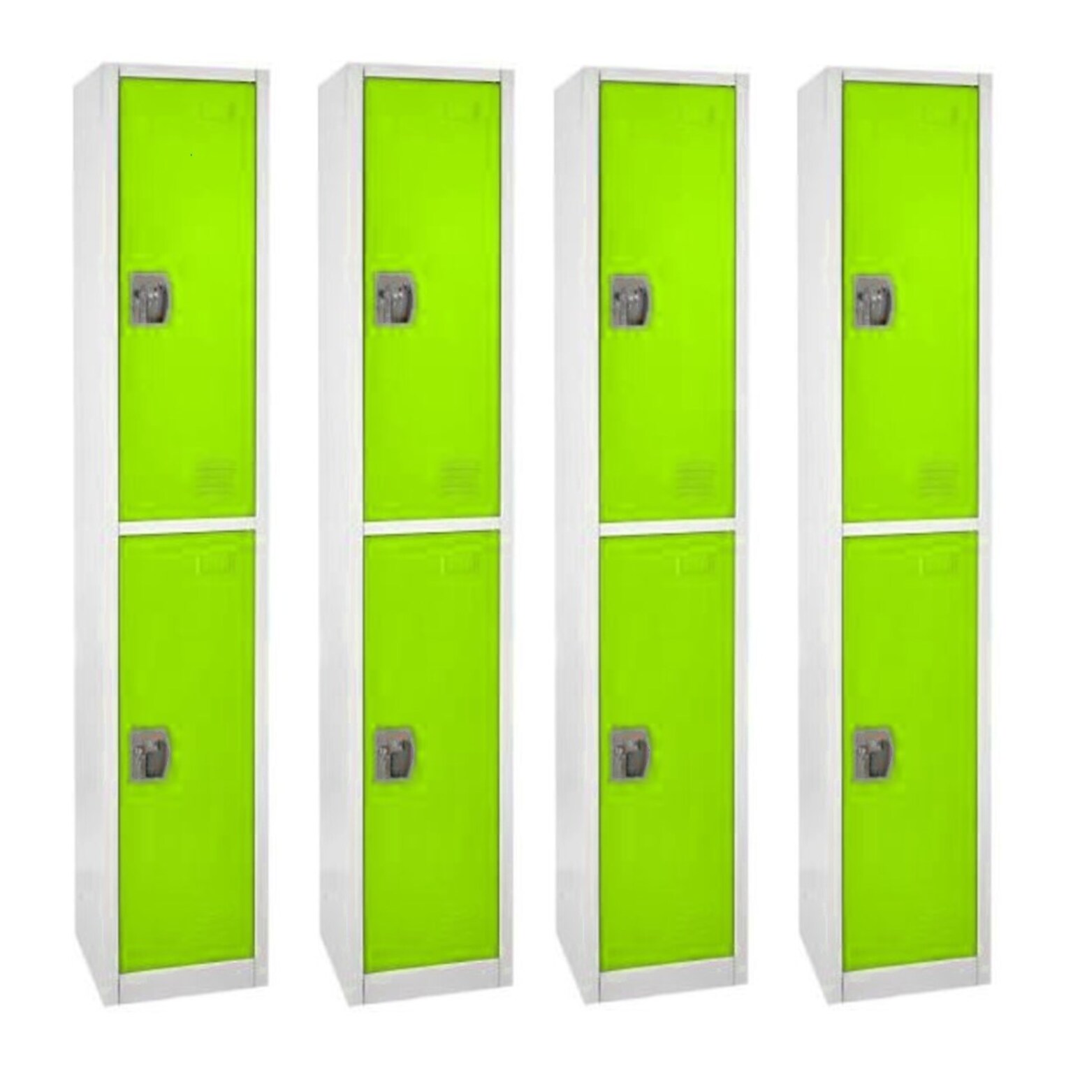AdirOffice 72 2-Tier Green Storage Locker, 4/Pack (629-202-GRN-4PK)