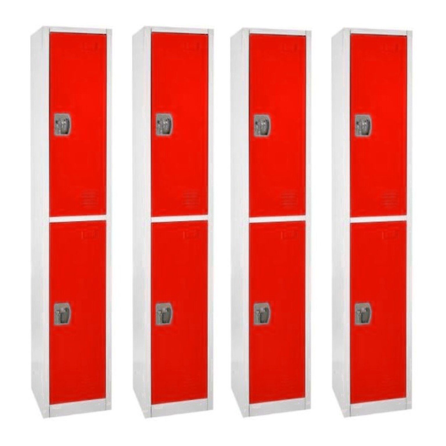 AdirOffice 72 2-Tier Red Storage Locker, 4/Pack (629-202-RED-4PK)