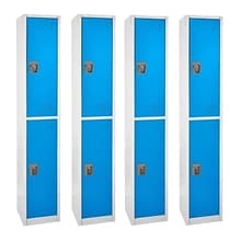 AdirOffice 72 2-Tier Key Lock Blue Steel Storage Locker, 4/Pack (629-202-BLU-4PK)