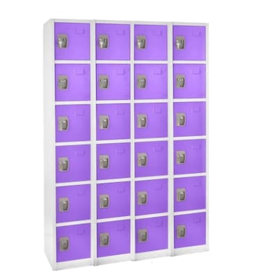 AdirOffice 72 6-Tier Key Lock Purple Steel Storage Locker, 4/Pack (629-206-PUR-4PK)