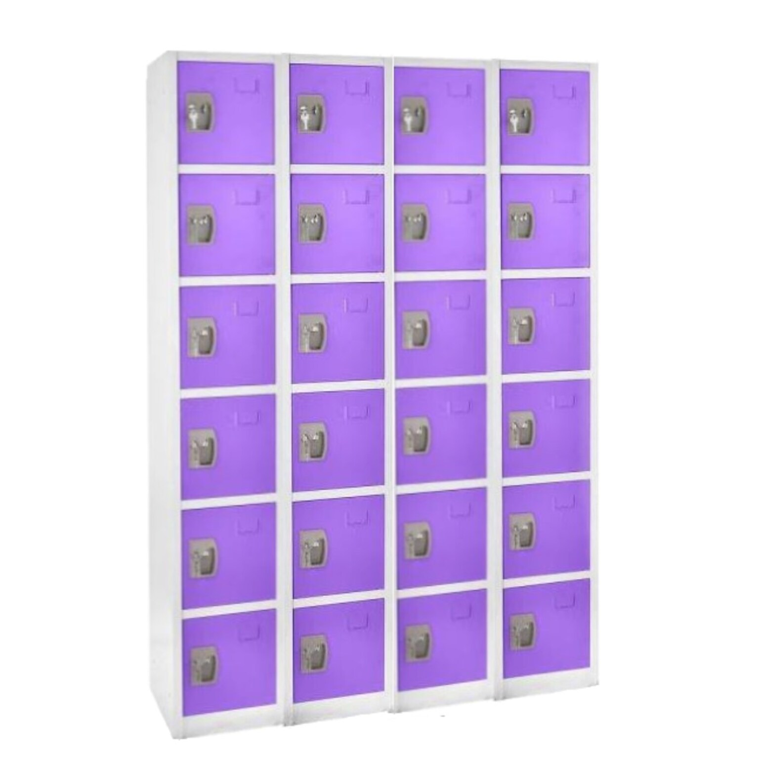 AdirOffice 72 6-Tier Key Lock Purple Steel Storage Locker, 4/Pack (629-206-PUR-4PK)