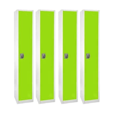 AdirOffice 72 Single Tier Key Lock Green Steel Storage Locker, 4/Pack (629-201-GRN-4PK)