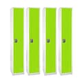 AdirOffice 72 Single Tier Key Lock Green Steel Storage Locker, 4/Pack (629-201-GRN-4PK)