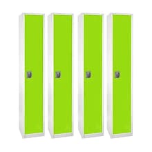 AdirOffice 72 Single Tier Key Lock Green Steel Storage Locker, 4/Pack (629-201-GRN-4PK)