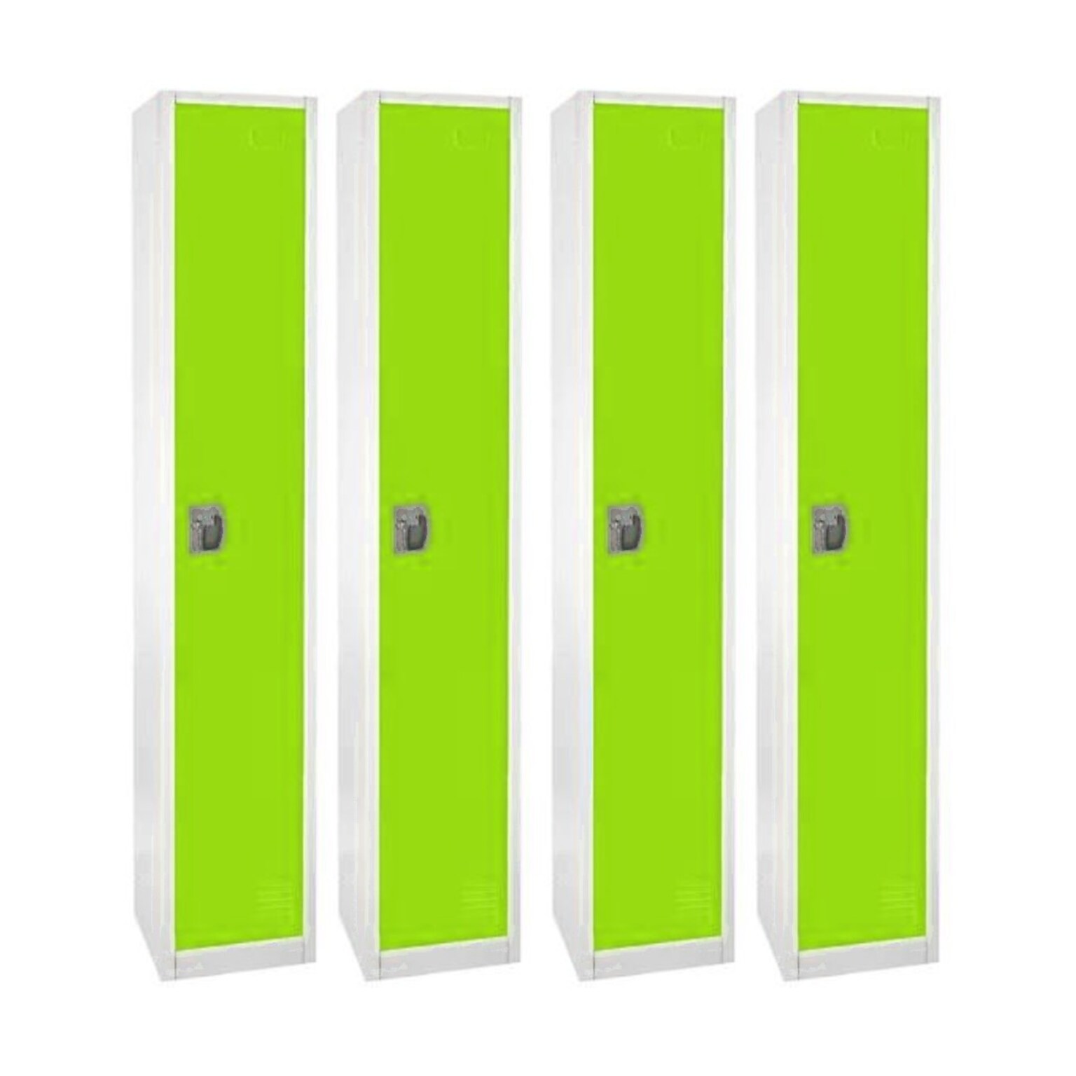 AdirOffice 72 Single Tier Key Lock Green Steel Storage Locker, 4/Pack (629-201-GRN-4PK)