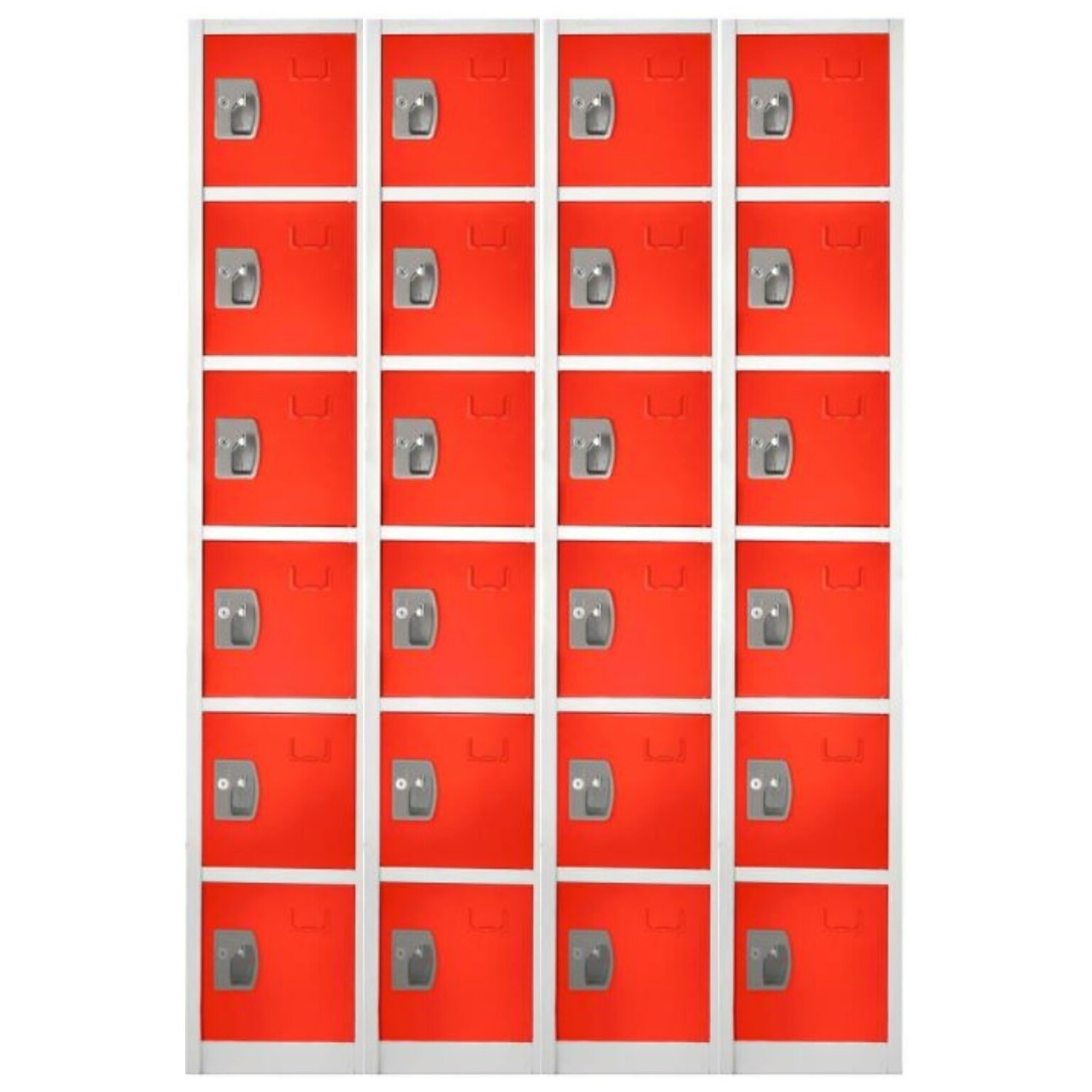 AdirOffice 72 6-Tier Key Lock Red Steel Storage Locker, 4/Pack (629-206-RED-4PK)