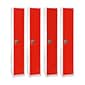 AdirOffice 72" 1-Compartment Steel Tier Key Lock Red Storage Locker, 4/Pack (629-201-RED-4PK)