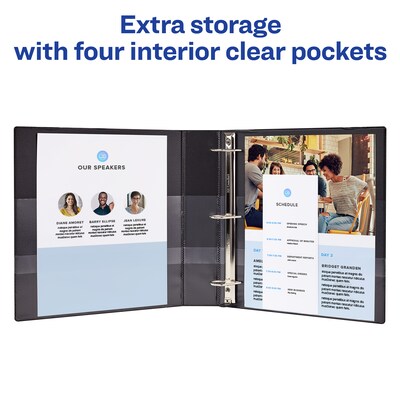 Avery(R) Heavy-Duty Binder, 1-1/2" One-Touch Rings, 400-Sheet Capacity, DuraHinge(R), Black (79985)