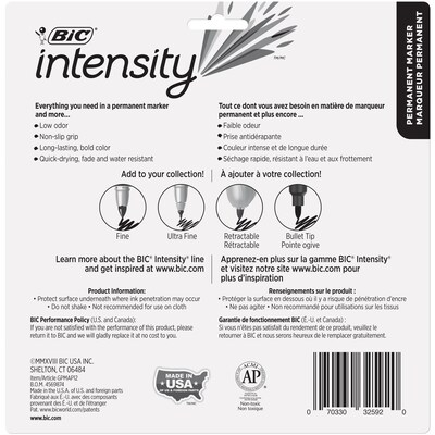 BIC Intensity Fashion Permanent Markers, Ultra Fine Point, Assorted Colors