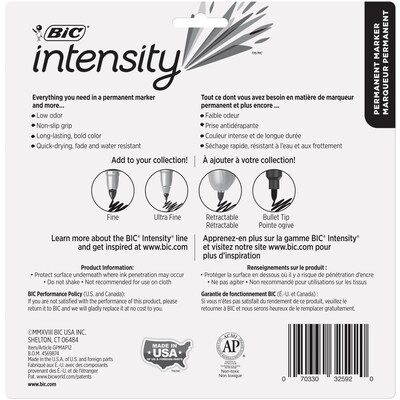 BIC Intensity Permanent Markers, Fine Tip, Assorted, 12/Pack (GPMAP12AS)