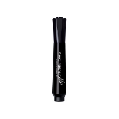 BIC Intensity Permanent Markers, Tank Style, Chisel Tip, Black, 12/Pack (GPMM11BLK)