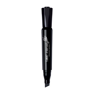 BIC Intensity Tank Permanent Markers, Chisel Tip, Black, 12/ Pack (GPMM11-BLK)