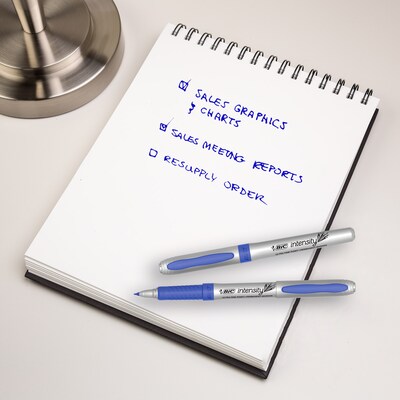 BIC Intensity Permanent Markers, Ultra Fine Tip, Blue, 12/Pack (GPMU11-BLU)