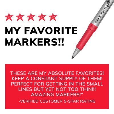 BIC Intensity Permanent Markers, Ultra Fine Tip, Blue, 12/Pack (GPMU11-BLU)