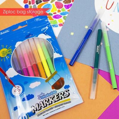 Bazic 10 Colors Felt Tip Washable Markers