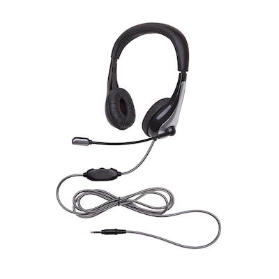 Califone NeoTech 1025MT Mid-Weight, On-Ear Stereo Headset with Gooseneck Microphone, 3.5mm Plug, Bla