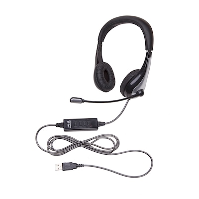 Califone NeoTech 1025MUSB On-Ear Stereo Headset with Gooseneck Microphone, USB Plug, Black (CAF1025M