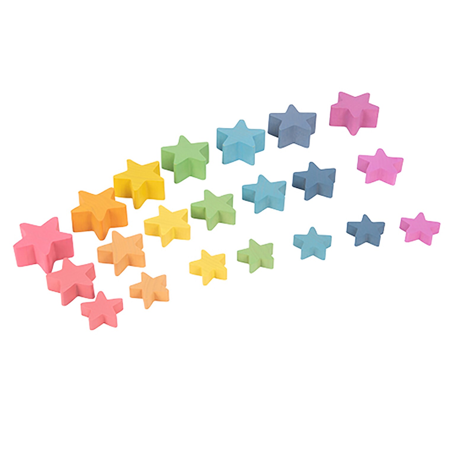 TickiT Rainbow Wooden Stars, Assorted Colors, Set of 21 (CTU73480)