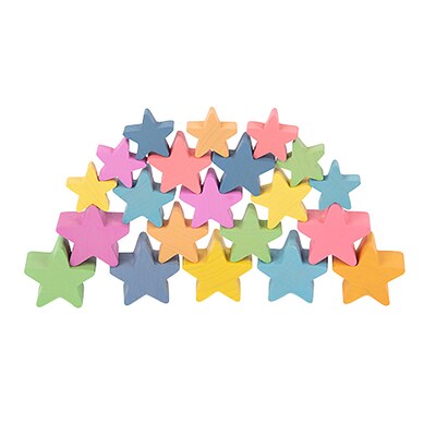 TickiT Rainbow Wooden Stars, Assorted Colors, Set of 21 (CTU73480)