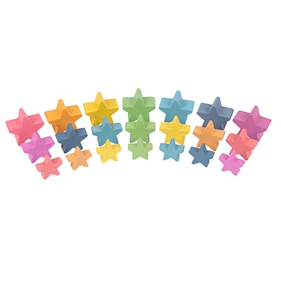 TickiT Rainbow Wooden Stars, Assorted Colors, Set of 21 (CTU73480)