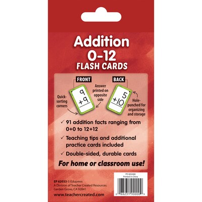Edupress Addition 0-12 Flash Cards, 56 Cards (EP-62033)