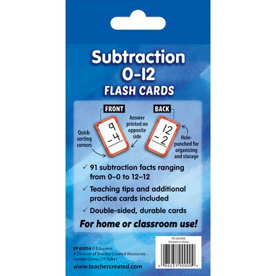 Edupress Subtraction 0-12 Flash Cards, 56 Cards (EP-62034)