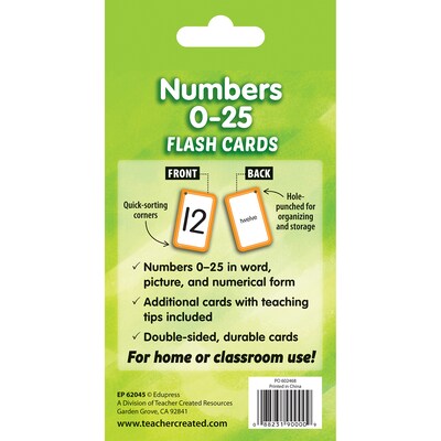 Edupress Numbers 0-25 Flash Cards, 56 Cards (EP-62045)
