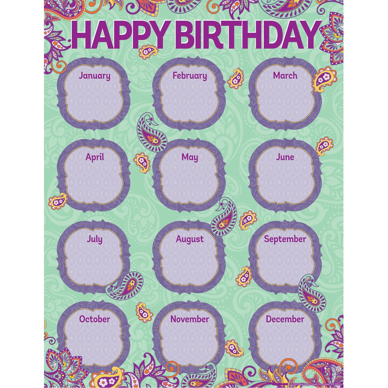 Eureka 17 x 22 Positively Paisley Birthday Chart (EU-837493)
