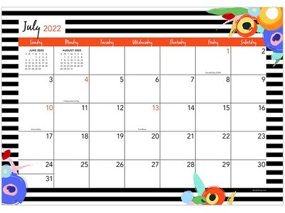 2022-2023 TF Publishing Floral Stripe 12 x 17 Academic Monthly Desk Pad Calendar (AY-MBL-23-8502)