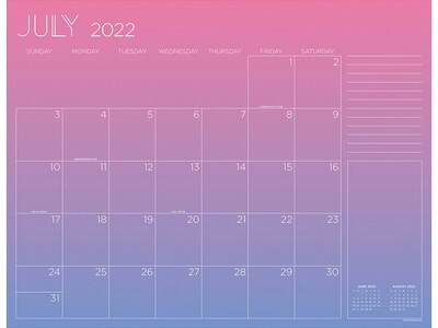 2022-2023 TF Publishing Gradient Mood 17 x 22 Academic Monthly Desk Pad Calendar, Purple (AY-LBL-23-8214)