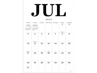 2022-2023 TF Publishing Big Letters 17 x 12 Academic Monthly Wall Calendar, White/Black (AY-MBL-23-8508)
