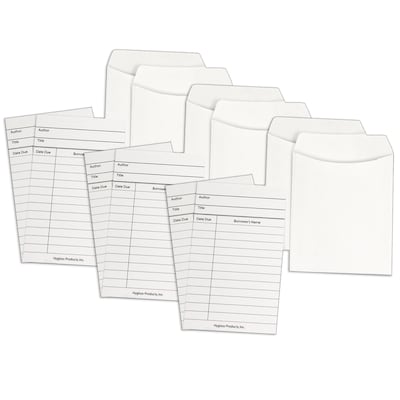 Hygloss Library Cards & Non-Adhesive Pockets Combo, White, 30 Each/60 Pieces Per Pack, 3 Packs (HYG6