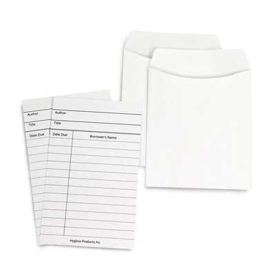 Hygloss Library Cards & Non-Adhesive Pockets Combo, White, 30 Each/60 Pieces Per Pack, 3 Packs (HYG61153-3)