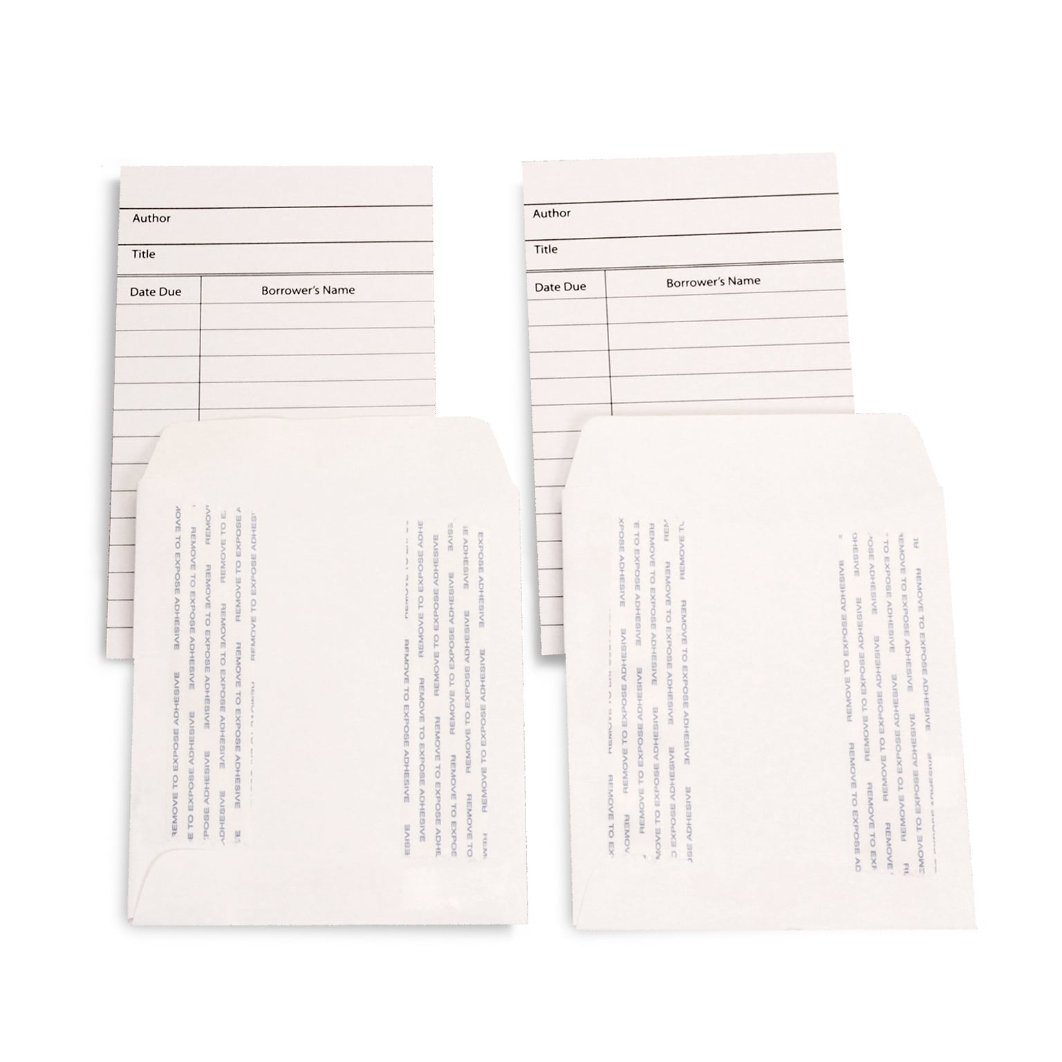 Hygloss Library Cards & Self-Adhesive Pockets Combo, White, 150 Each/300 Pieces Total (HYG61161)