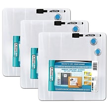 Promarx® Magnetic Dry-Erase Board with Dry-Erase Marker & Two Magnets, 11.5 x 11.5, 3 Sets (KITDE1