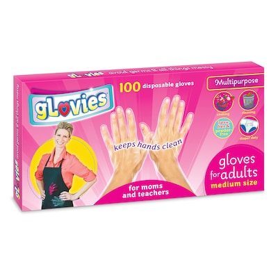 gLovies LDPE Multipurpose Gloves, Latex Free, Medium, Disposable, Pack of 100 (MKBADLX002B100)