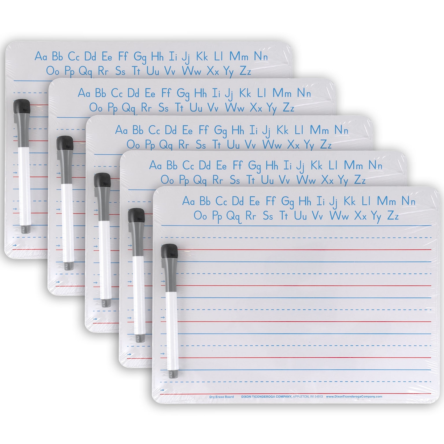 Pacon® Handwriting Whiteboard Dry Erase Set, 2-Sided, Ruled/Plain, with Marker/Eraser, 9 x 12, 5 Sets (PACAC9877C1-5)