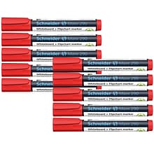 Schneider Maxx 290 Whiteboard & Flipchart Markers, Bullet Tip, Red, Box of 10 (PSY12900210)