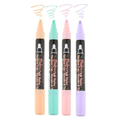 Marvy Uchida Bistro Chalk Markers, Broad Tip, Assorted Colors, 4/Pack, 2 Packs/Bundle (UCH4804P-2)