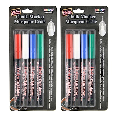 Marvy Uchida Marker, Fine Tip, Assorted Colors, 4 Per Pack, 2 Packs (UCH4824E-2)