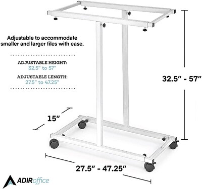 AdirOffice Steel Mobile Blueprint Storage, Vertical Plan Center with  Hanging Clamps, Gray (614-6036)