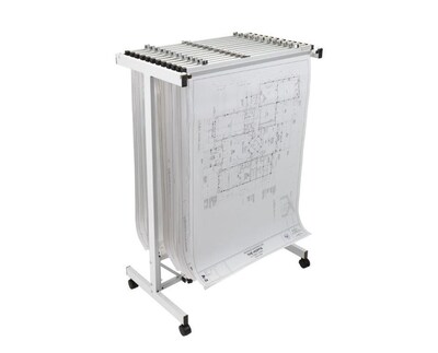 AdirOffice Blueprint Metal Mobile File Cart with Lockable Wheels, White (615-WHI)