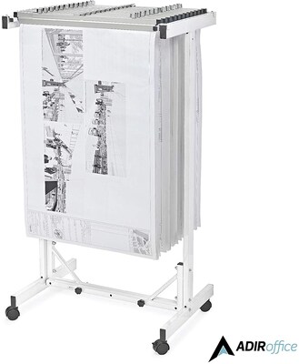 AdirOffice Blueprint Metal Mobile File Cart with Lockable Wheels, White (615-WHI)