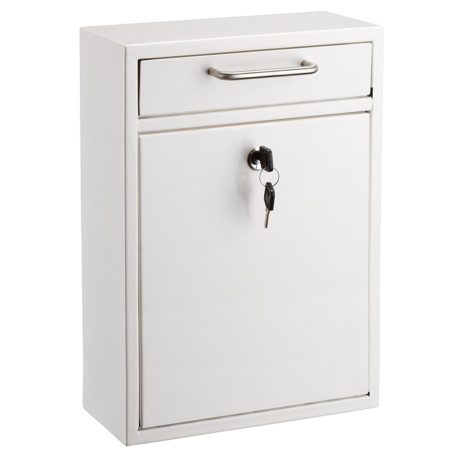 AdirOffice Wall-Mounted Steel Key Lock Drop Box Interoffice Mailbox, White (631-05-WHI)