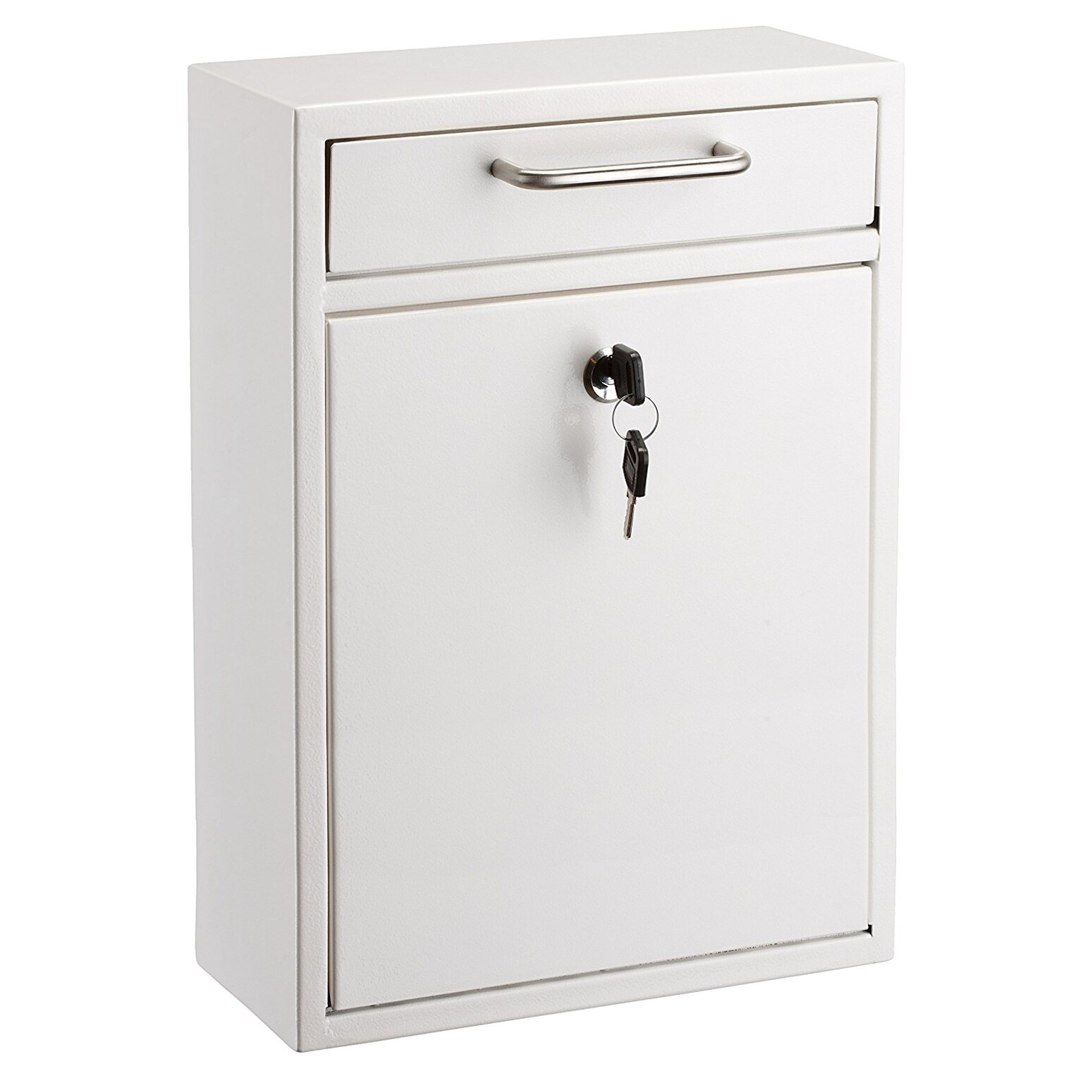 AdirOffice Wall-Mounted Steel Key Lock Drop Box Mailbox, White (631-05-WHI)