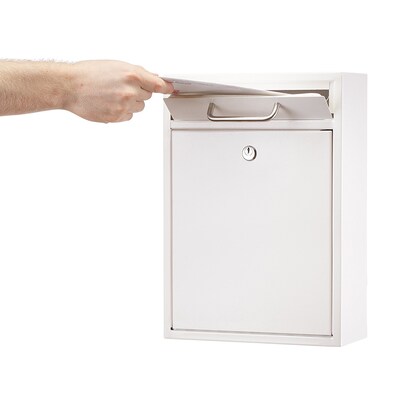 AdirOffice Wall-Mounted Steel Key Lock Drop Box Interoffice Mailbox, White (631-05-WHI)