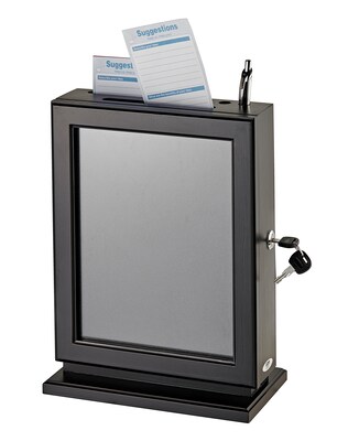 AdirOffice Locking Wood Comment Suggestion Box, Black (632-BLK)